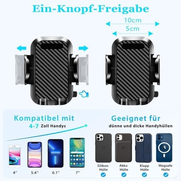 Biltelefonholder - APERIL - Universal - Rustfrit stål - 360° rotation - Silikonebeskyttelse