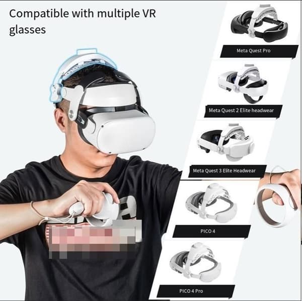 Justerbart hodebånd for Meta Quest 3/Pro/Quest 2/PICO 4 Pro VR Elite Strap Forbedret Støtte Balanse Komfort Tilbehør - hvit