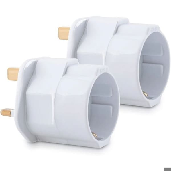 2X UK Plug Adapter - Schuko Typ G - Frankrike vs. UK Plug - Kompakt Reseadapter - Kompatibel