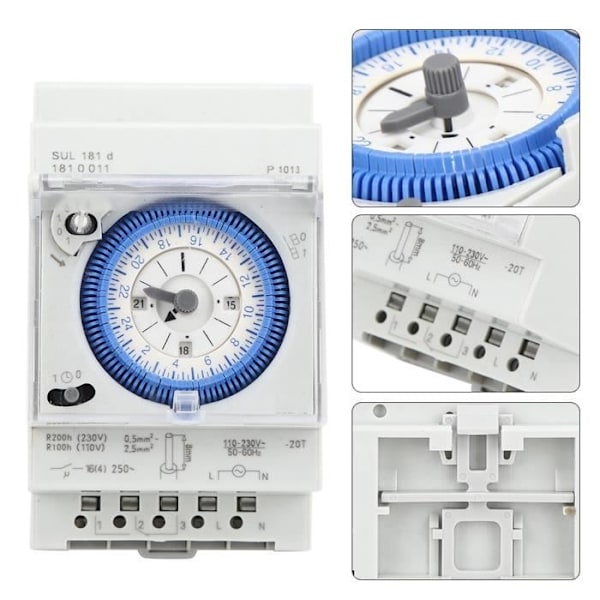 SUL181D Mekanisk Timer 15 Minutter 24 Timer Relæ Tidsafbryder 250VAC 16A