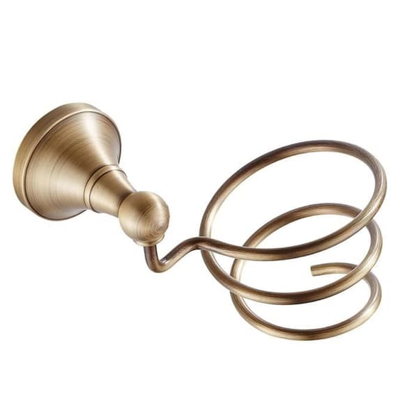 Spiral Hårfønerholder, Veggmontert Messing Hårfønerholder