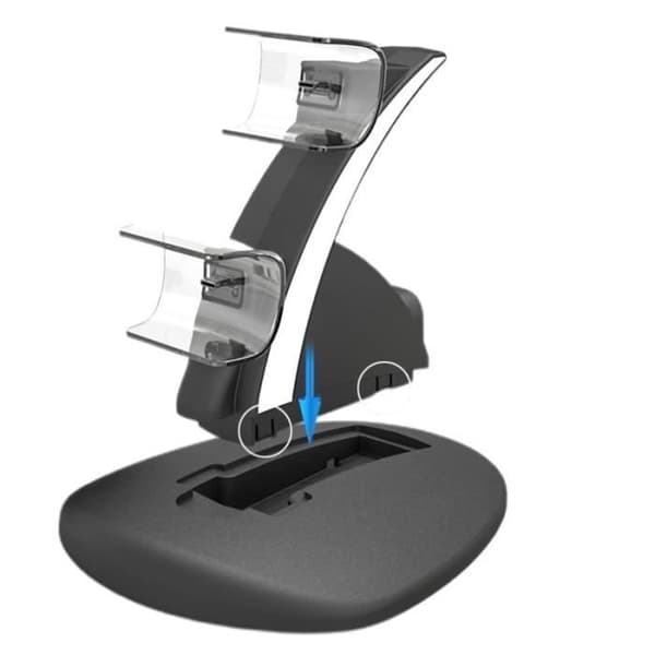 (Sort) Oplader til PS5 Controllere - Sort - Dobbelt Ladestation med LED Indikator Black