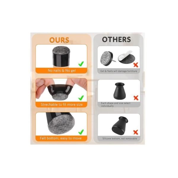 (Sort) Stolbenbeskytter - Sorte silikonepuder med filt - Egnet til 14-18 mm Black