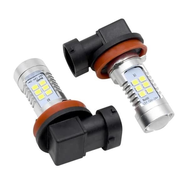 2 stk. LED tåkepære H8 H11 H16 6000K Hvit 200W 21*2835 SMD