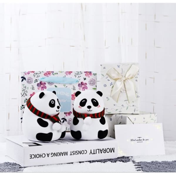 Silikon Panda Nattlampe - USB Oppladbar - Barn - Hvit