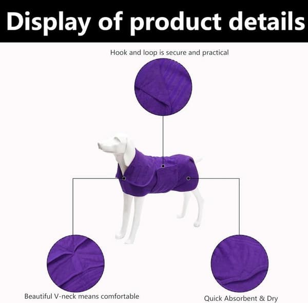 Glat og forførende hundebadehåndklæde med superabsorberende og strækbart mikrofiber Velcro-lukning, bløde farver.