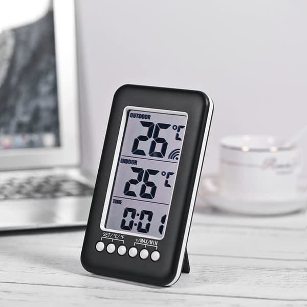 Trådlös inomhustermometer, LCD ℃/℉ Digital inomhus-/utomhustermometer Temperaturmätningsklocka.