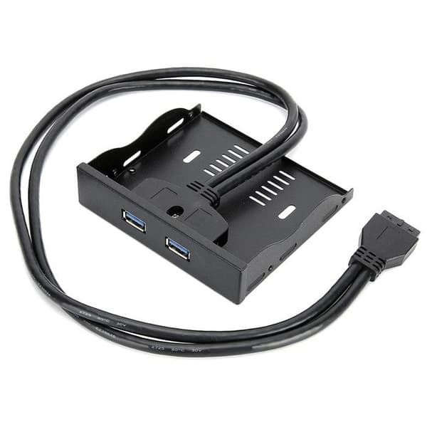 Frontpanel til USB 3.0 diskettedrevsbås til 3,5\" 19-pin disketter med 2 USB 3.0 hub-interfaces