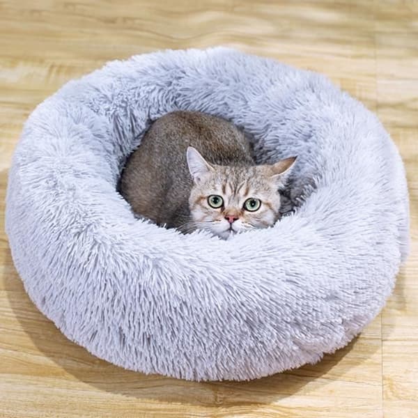 (Lysegrå) Katte-/Hundekurv - Varm - 60 cm - Lysegrå Light gray