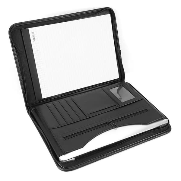 (Sort) A4 Lynlås Kunstlæder Business Konference Mappe - Sort - PVC - (H) 34cm x (B) 25cm Black