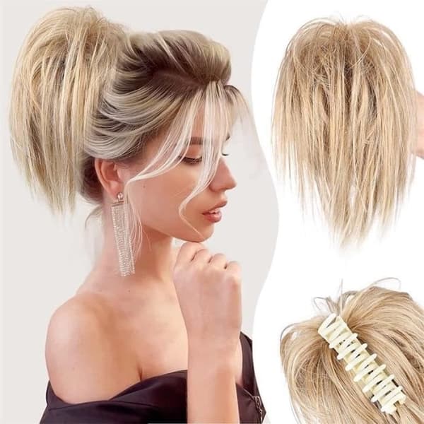 Hårklämma för slarviga hästsvansar, scrunchie-hårklämmor för hästsvansar och knutar, extensions med flätor (3#)