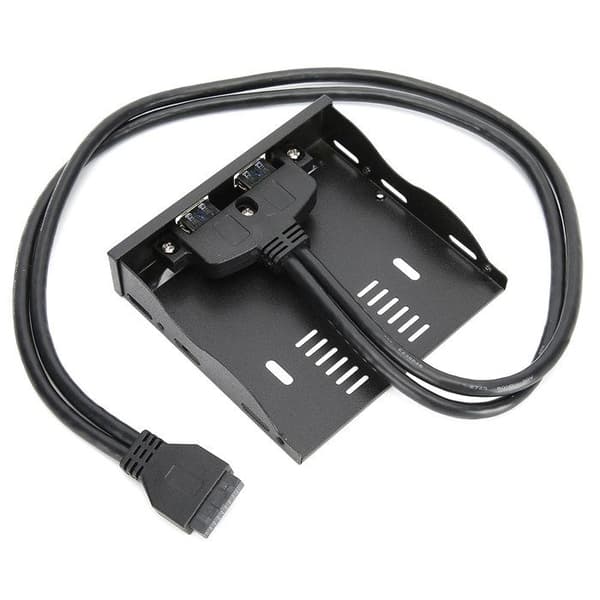 Frontpanel til USB 3.0 diskettedrevsbås til 3,5\" 19-pin disketter med 2 USB 3.0 hub-interfaces