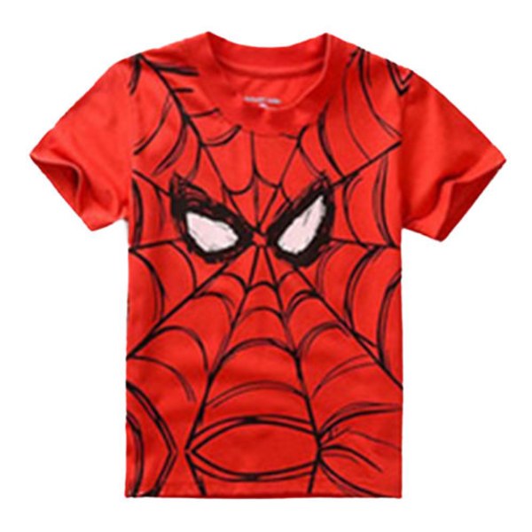 Spiderman Barn T-shirt med korta ärmar för pojkar, lös och ledig sommar Red 90