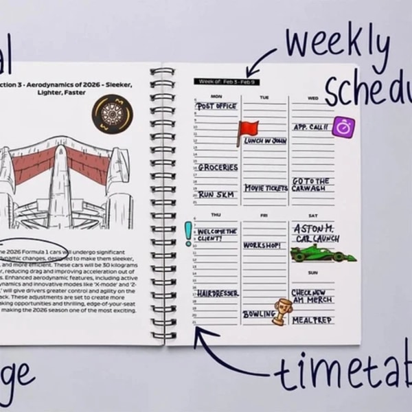 F1 2025 Planlægger og Kalender Månedlig Planlægger med Passion Notesbog Spiralbundet