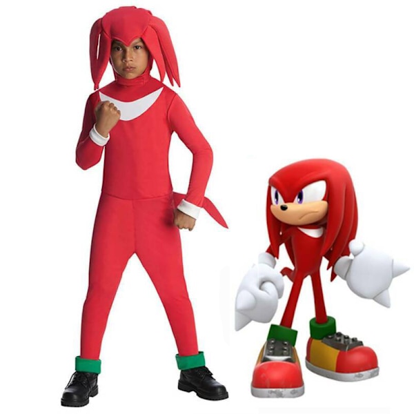 Sonic The Hedgehog Cosplay-dräktkläder för barn pojkar flickor Knuckles Jumpsuit + Mask + Handskar 3-4 år = EU 92-98