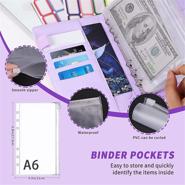 A6 Notebook Cash Organizer Budgetpärm Pengarsparande plånbok purple