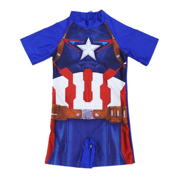 Cartoon Kids Swimwear Marvel Superman Boys Short Sleeve Swimsuit Blitz suit 2xl