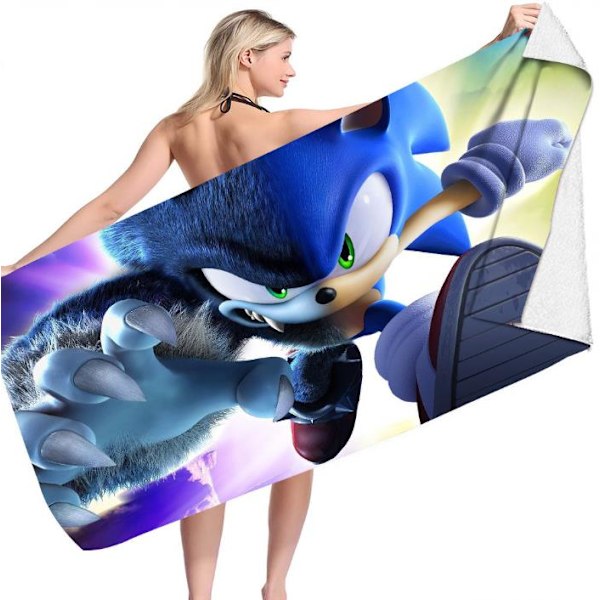 Sonic Hedgehog Mikrofiber Strandbadhandduk Snabbtorkande Bad Semester Resor Sport C 70*150cm