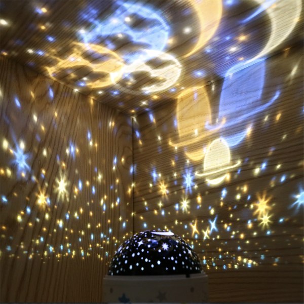 Drömmande roterande projektor LED Star Moon Nattbordslampa Barn