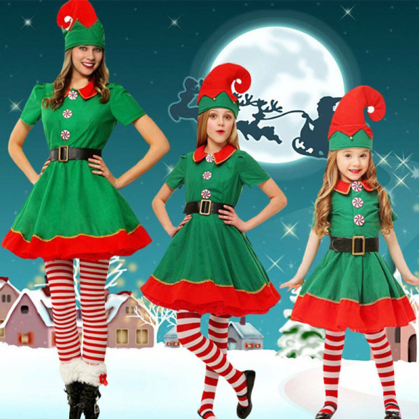 Jul Familj Matchande Cosplay Elf Kvinnor Män Tjej Pojke Kostym Outfit Girls 8-9 Years
