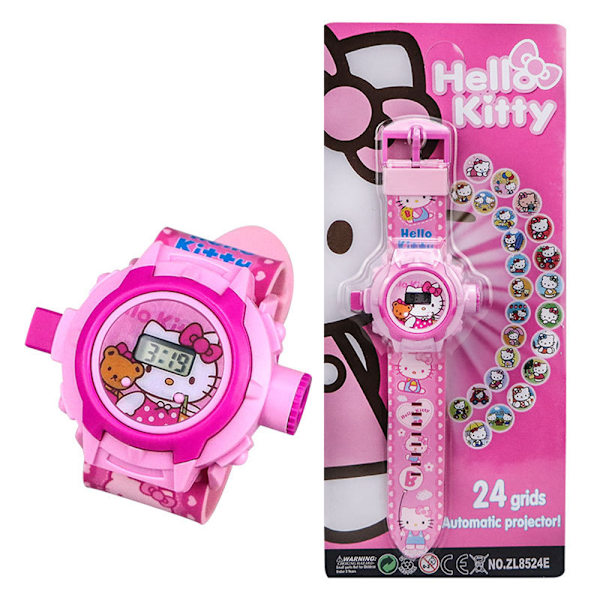 Barn Projektor Digital Armbandsur Flip Cover Projektion Klocka Pojkar Flickor Present KT Cat