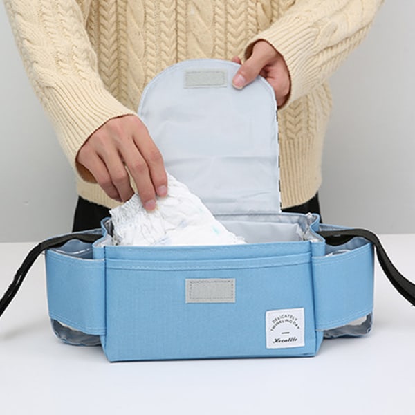 Baby Organizer Mummy Bag Förvaring för Barnvagn Barnvagn Blå 35x13x13cm