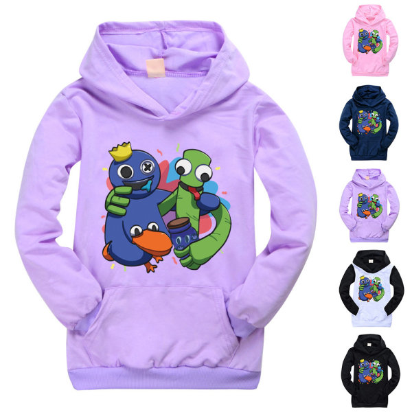 Kid Rainbow Friends Print Casual Hoodie Sweatshirt Pullover Toppar purple 130cm