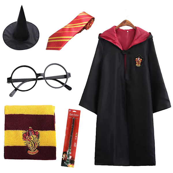 Vuxen Barn Harry Potter Gryffindor Ravenclaw Slytherin Roba Kappa Slips Kostym Halsduk Hatt Glasögonbåge Kläder Red 145cm