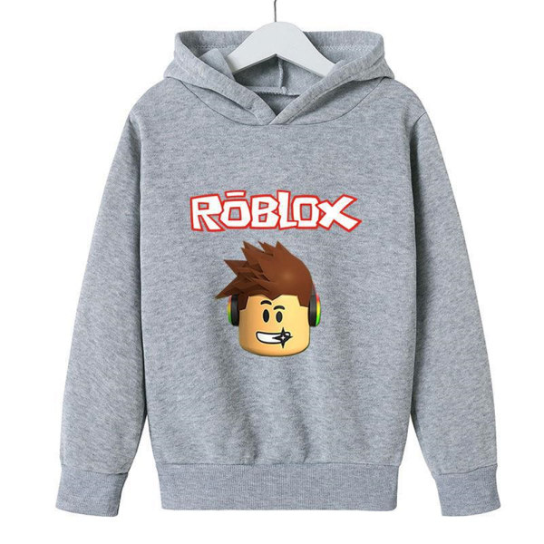 ROBLOX 3D-tryck barnkappa långärmad tecknad film casual huvtröja grey 150cm