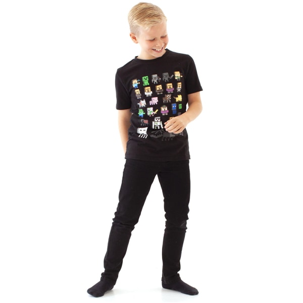 Minecraft Garmer Print T-shirts Barn Pojkar Flickor Kortärmad Topp 3# Svart 9-10 år = EU 134-140