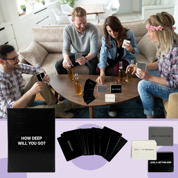 Hur Djupt Kommer Du Att Gå? Kortspel, Spel med Frågor för Att Fördjupa Band, 99 Isbrytar-Samtalskort, Det Perfekta Valet för Familjesammankomster