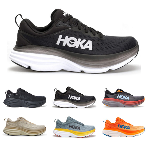 HOKAONE ONE Bondi 8 Textil Herr Lågskor Löparskor för Väg Dark Grey Orange 39