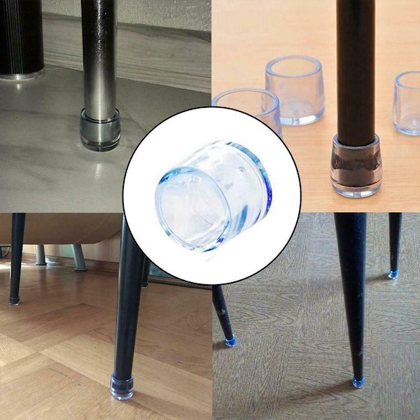 16X Stoltrekk Benhetter Møbler Bordputer Gulvbeskyttere 16mm-16PCS Transparent