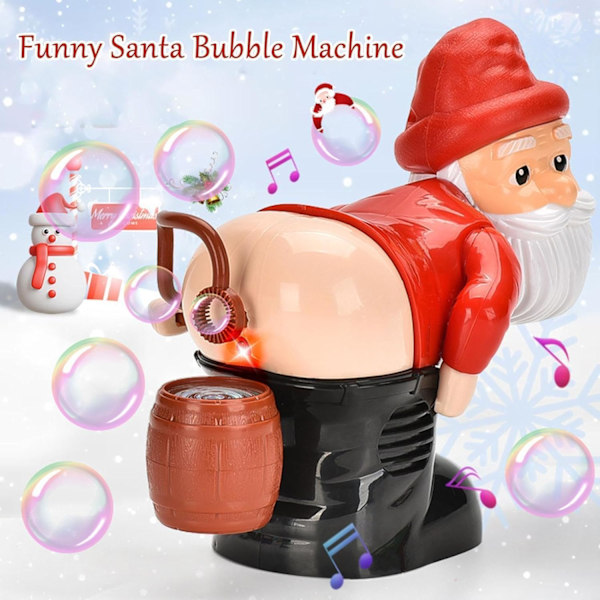 Bubbelblåsande Tomte, Automatisk Bubbelmaskin Tomte, med Musik & Blinkande Ljus, Bubbelblåsare för Utomhus & Inomhus Red