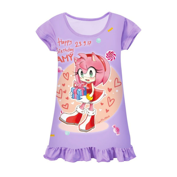 Sonic the Hedgehog Sleepwear Kids Girl Frill Skjorta Nattklänning Rosa 6-7 år = EU 116-122
