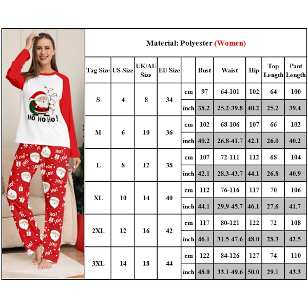 Julpyjamas för familjen - Matchande pyjamas med julmotiv, tomte, barn, spädbarn, vuxen, nattkläder, pyjamasset Women XL