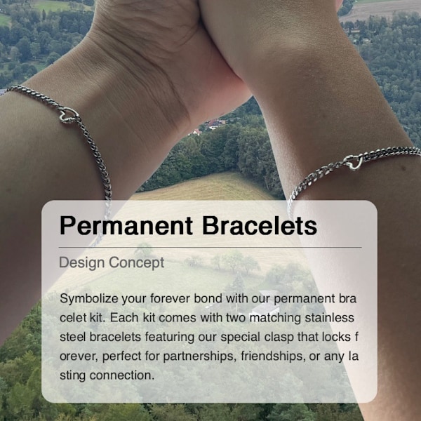 Forever Armband Set, Pargåva, Vänarmband, Låsbar Armband, Jul- och Alla hjärtans dag-gåva, Gåva till Honom och Henne, Smyckesgåva 1 Black + 1 Gold
