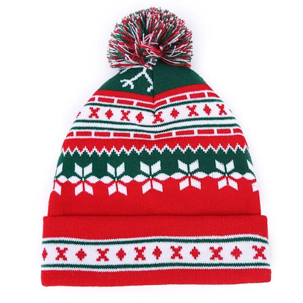 Män Kvinnor Jul Vinter Ull Kabel Stickad Bobble Mössa Xams Pom Cap