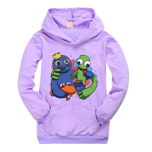 Kid Rainbow Friends Print Casual Hoodie Sweatshirt Pullover Toppar purple 130cm