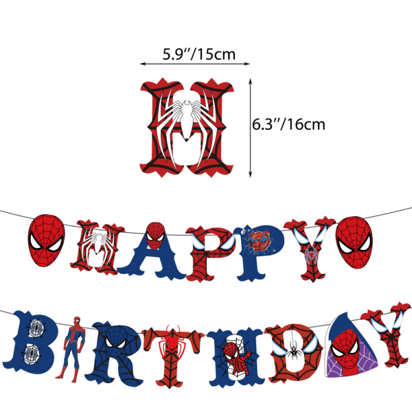 Födelsedagsfest Tillbehör Dekorationer Banner Ballonger Set för barn Spiderman 44st Set