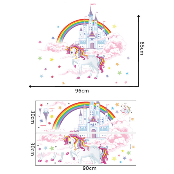 Rainbow Castle Unicorn väggdekorationer för barnens sovrum