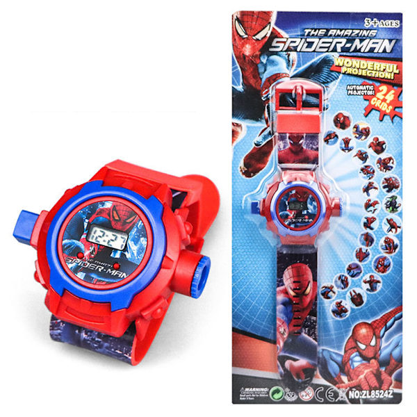 Barn Projektor Digital Armbandsur Flip Cover Projektionsur Klocka Pojkar Flickor Present Spider Man