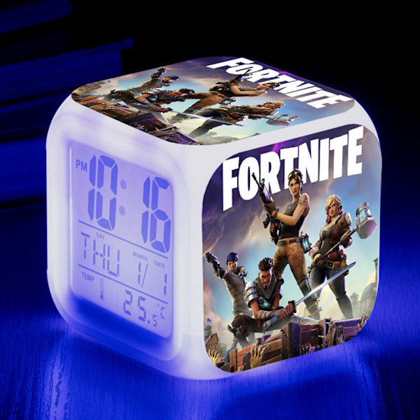 Fortnites LED-nattlampa digital lampa barn pojkar sovrum 7-färgsbyte B