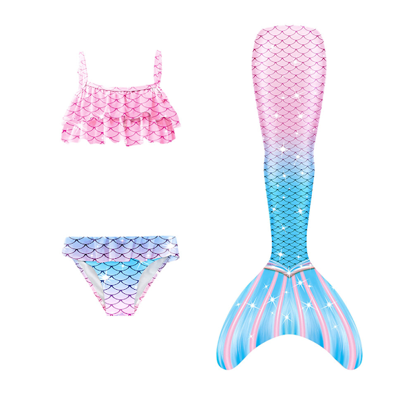 3-delat Set Barn Flickor Sjöjungfrusvans Simbar Baddräkt Bikini Topp Badkläder #5 140cm
