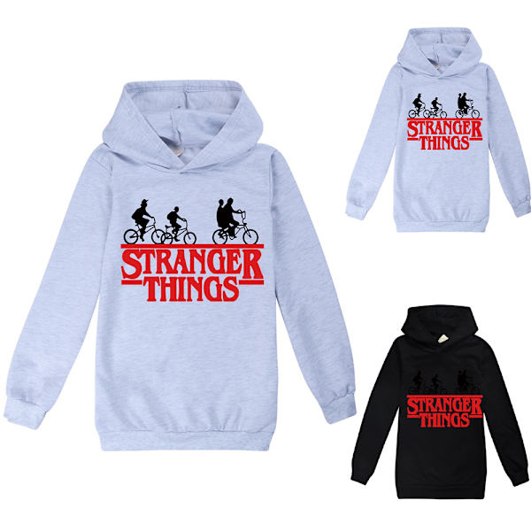 Stranger Things Hoodie Sweatshirt Pullover Jumper Höst/vinter Grey 140cm