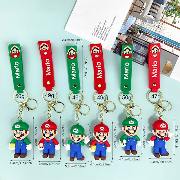 Super Mario Anime Nyckelringar, Ryggsäckstillbehör, Handväskor Pojk- och Flickväskor Berlocker C
