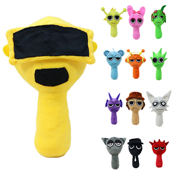 Sprunki Plysjdukke, 25 cm Sprunky Wenda og Gray Plysjleker, Sprunk Myke og Morsomme Utstoppede Leker Dukker for Fans og Venner Bursdag Brown