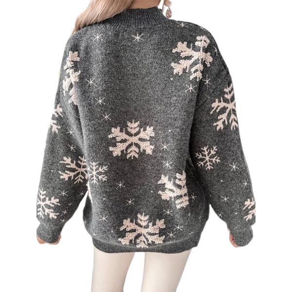 Unisex Ruma Jouluneule Muodikas Tyylikäs Joulu Neule Lumikuvio Painettu Pyöreäkauluksinen Pusero Vapaa-ajan Lämmin Klassinen Vihreä Paita Grey XL