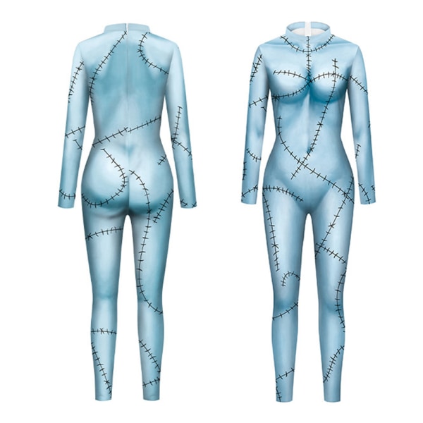 Kvinnors Halloween Jul Sally Kostym Bodysuit Outfit Jumpsuit A M