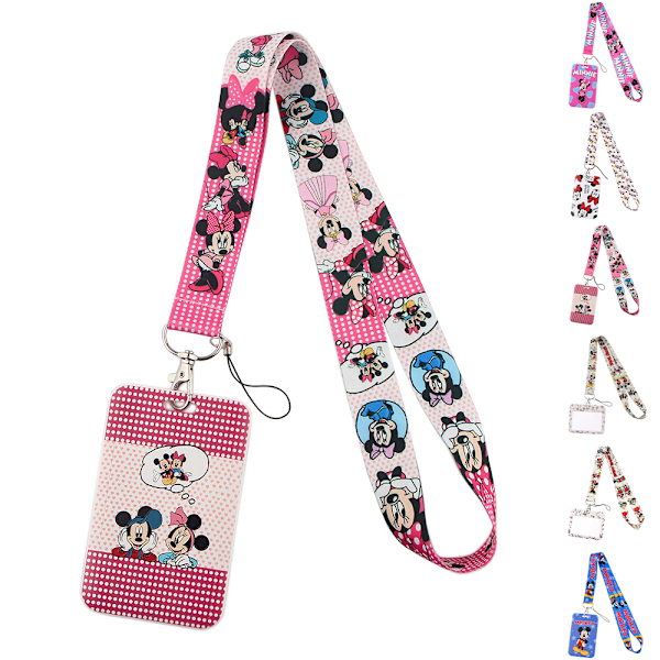 Disney Mickey Minnie Cartoon Lanyard Arbets- och skolidentitetskortfodral Halsband Present D